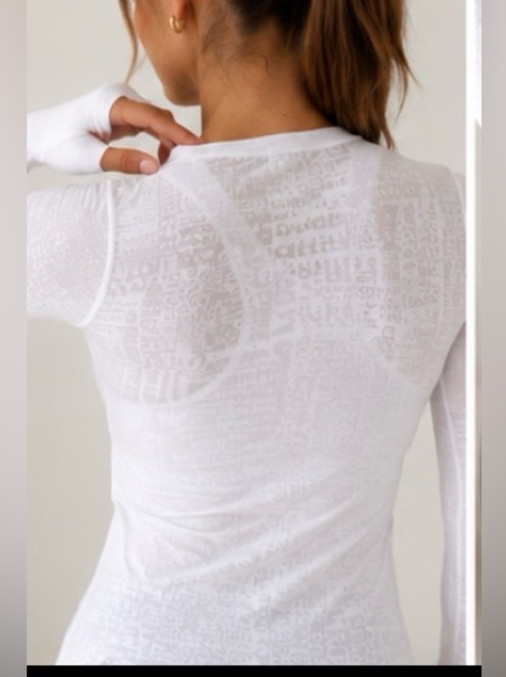 Lululemon Manifesto Long Sleeve White Thumbhole Tee Size 6 - Picture 5 of 14